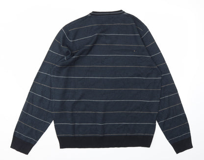 Preloved M&S Mens Blue Striped  Pullover Sweatshirt Size L - Back