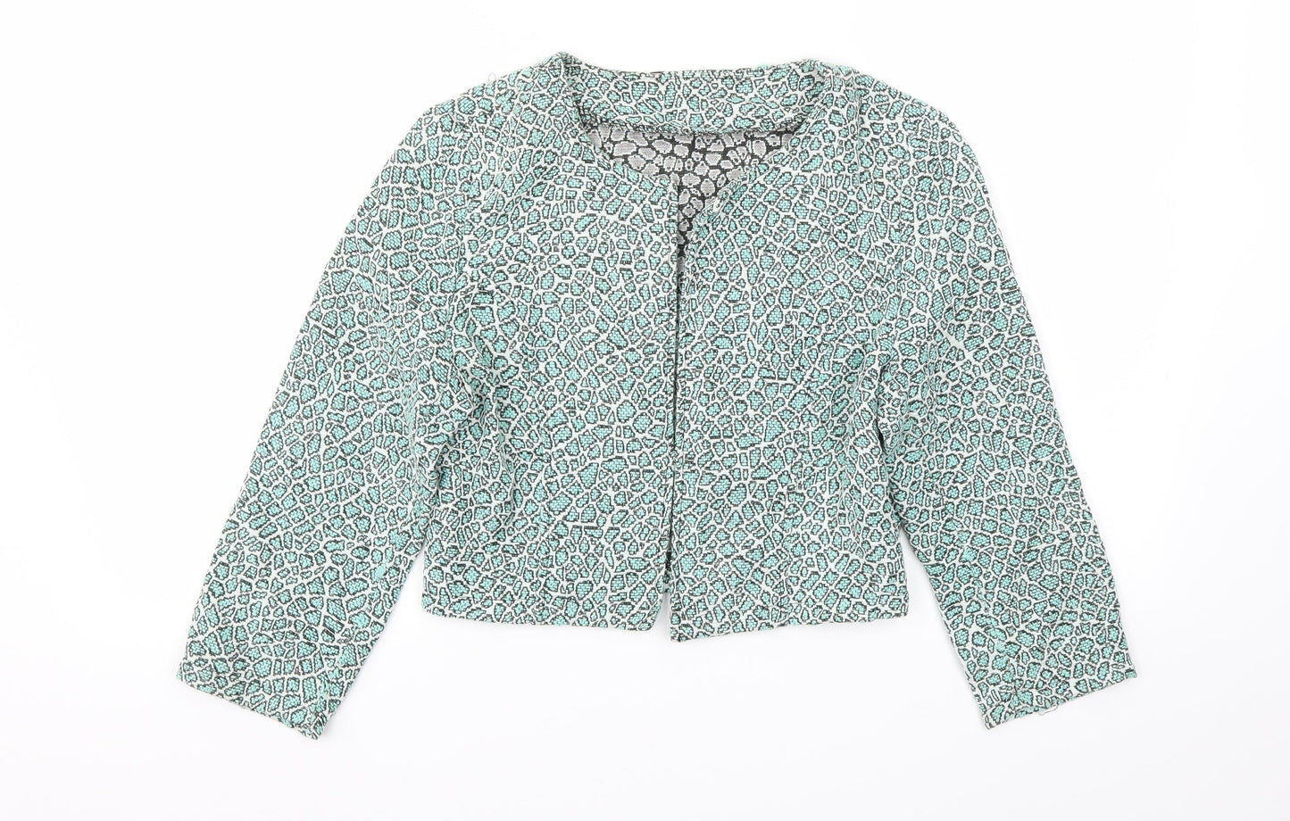 Preworn Womens Green Animal Print  Jacket Blazer Size M