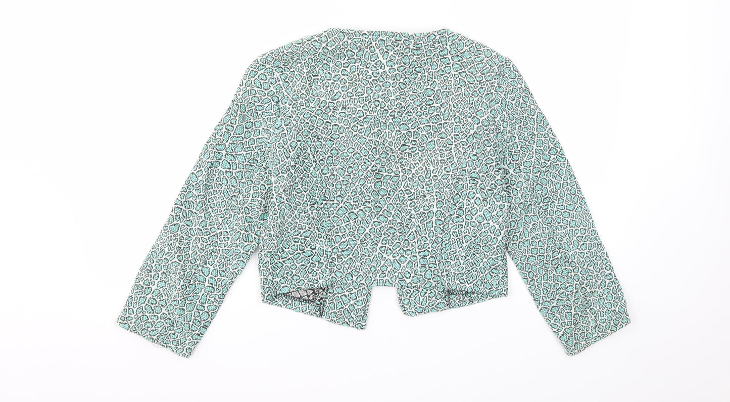 Preworn Womens Green Animal Print  Jacket Blazer Size M