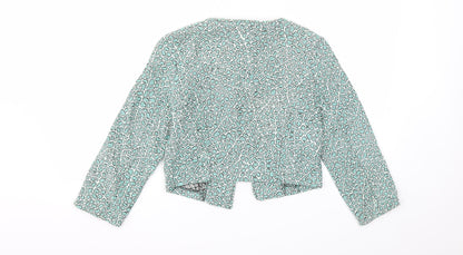 Preworn Womens Green Animal Print  Jacket Blazer Size M