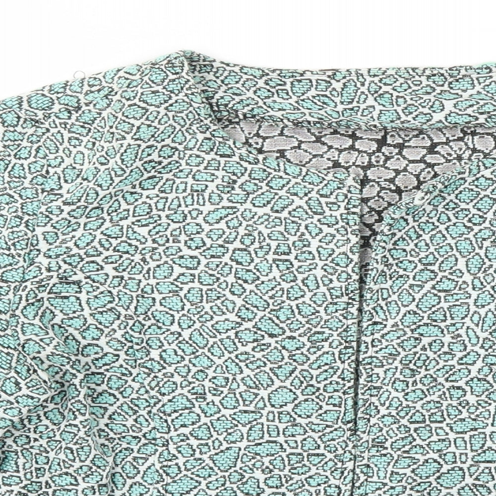 Preworn Womens Green Animal Print  Jacket Blazer Size M