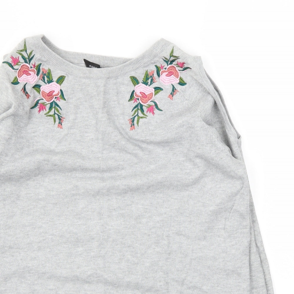 Dorothy Perkins Womens Grey Floral  Pullover Jumper Size 10