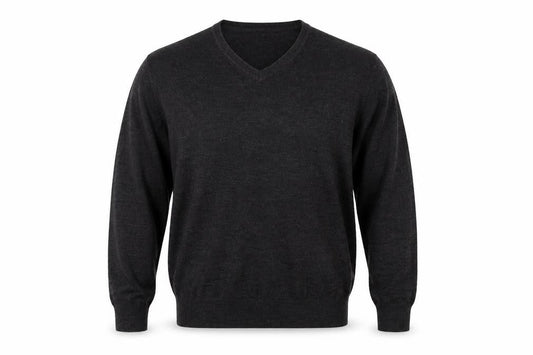 Front view of Easy men’s grey jumper, size XL