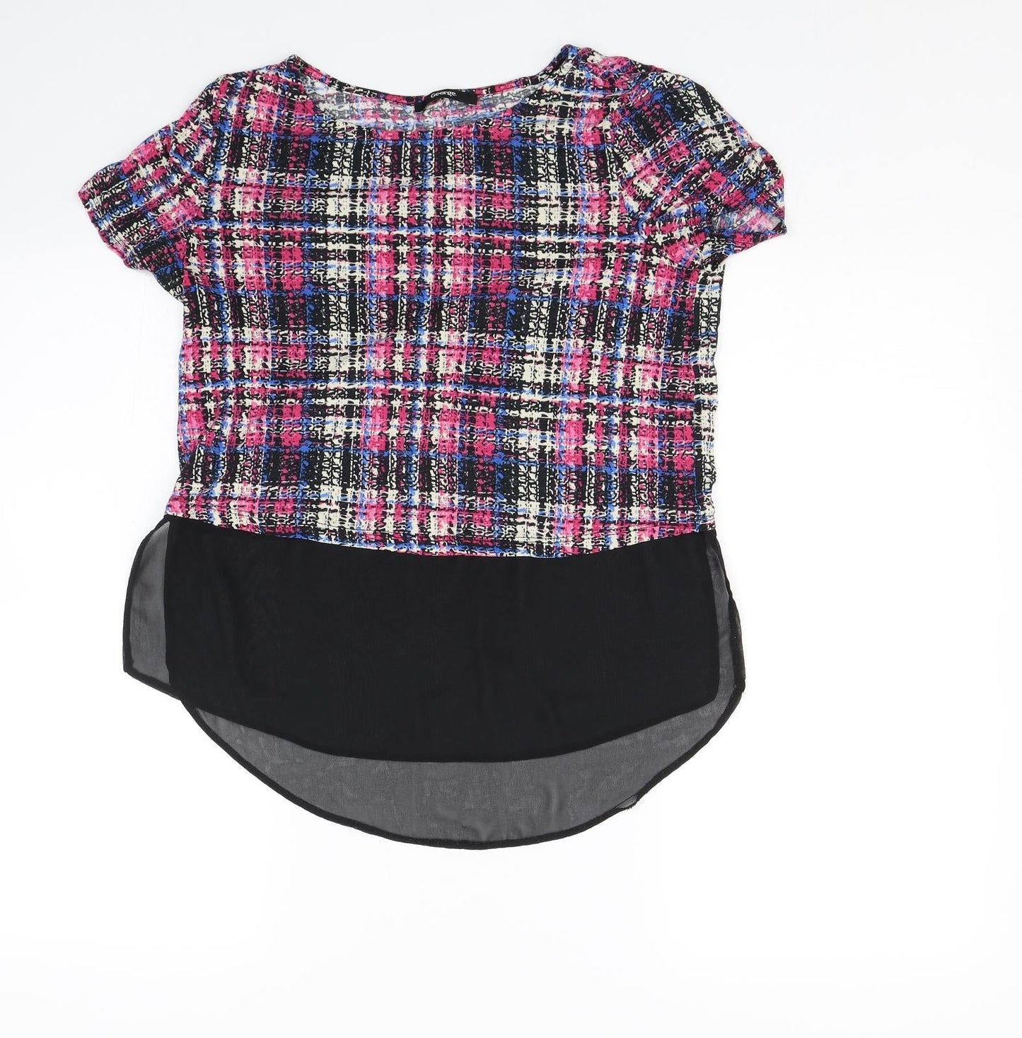 George Womens Pink Check  Basic T-Shirt Size 10