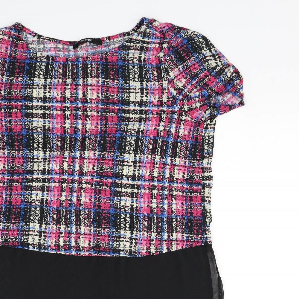 George Womens Pink Check  Basic T-Shirt Size 10
