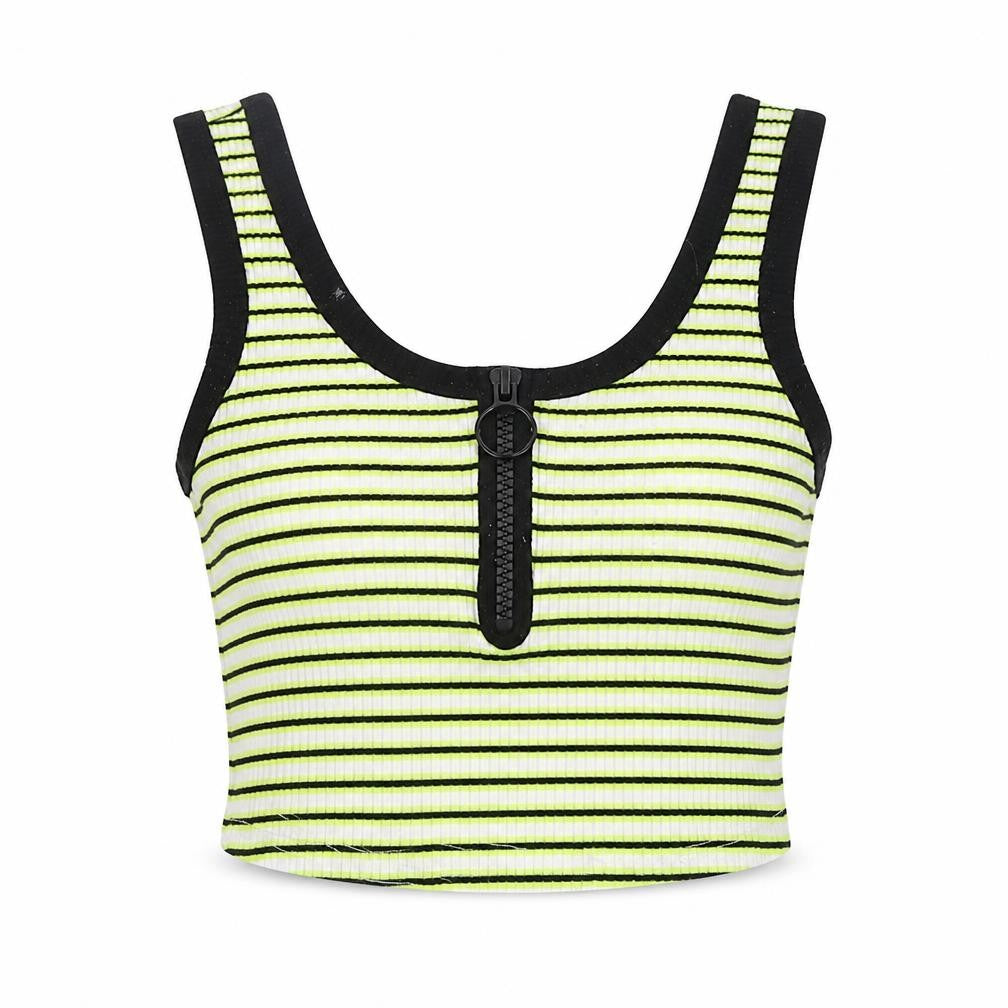Primark Womens Green Striped  Cropped Tank Size 2XS