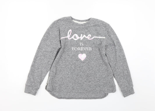 Matalan Girls Grey   Pullover Jumper Size 12 Years  - Love