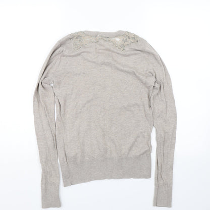 Topshop Womens Brown Floral  Pullover Jumper Size 8