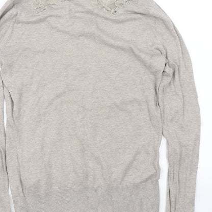Topshop Womens Brown Floral  Pullover Jumper Size 8