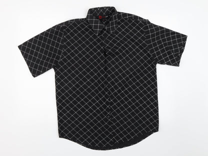 Cutting Edge Mens Black Check   Button-Up Size M