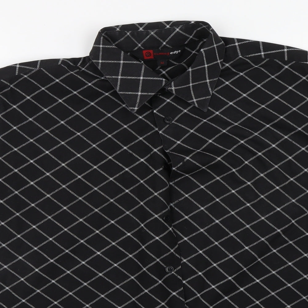 Cutting Edge Mens Black Check   Button-Up Size M