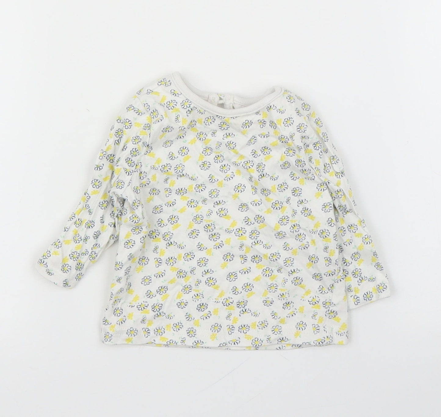 M&Co Girls White Floral  Basic Blouse Size 0-3 Months