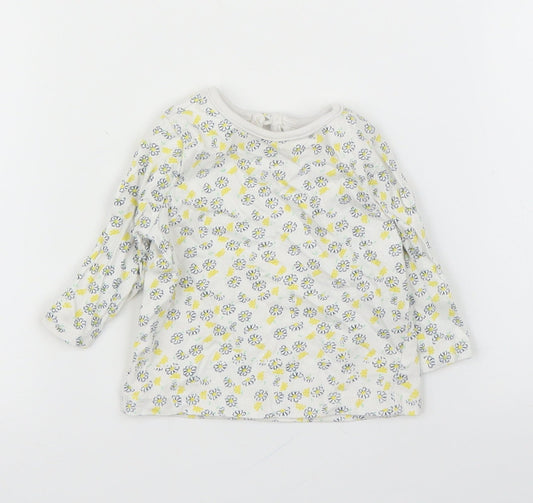 M&Co Girls White Floral  Basic Blouse Size 0-3 Months