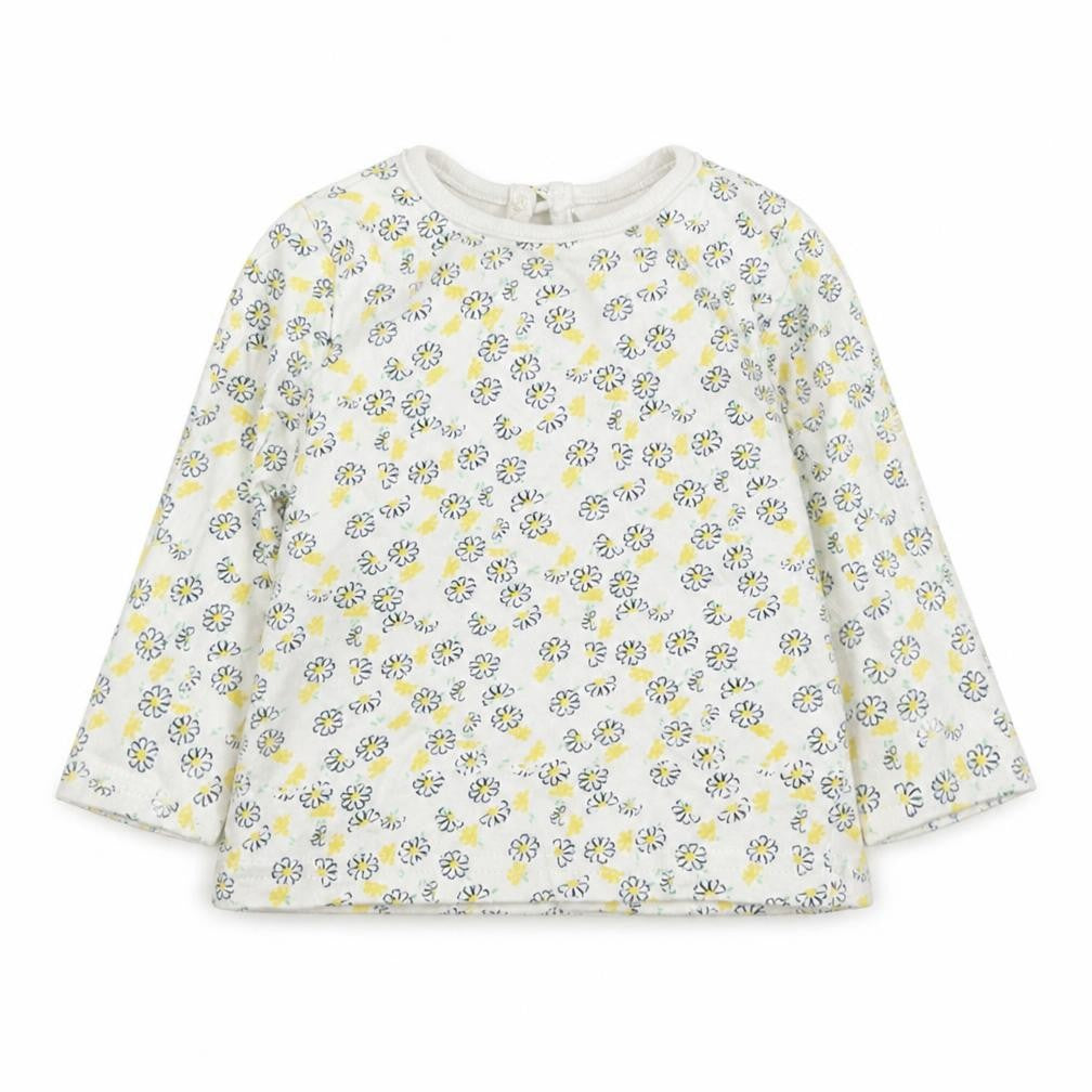 M&Co Girls White Floral  Basic Blouse Size 0-3 Months