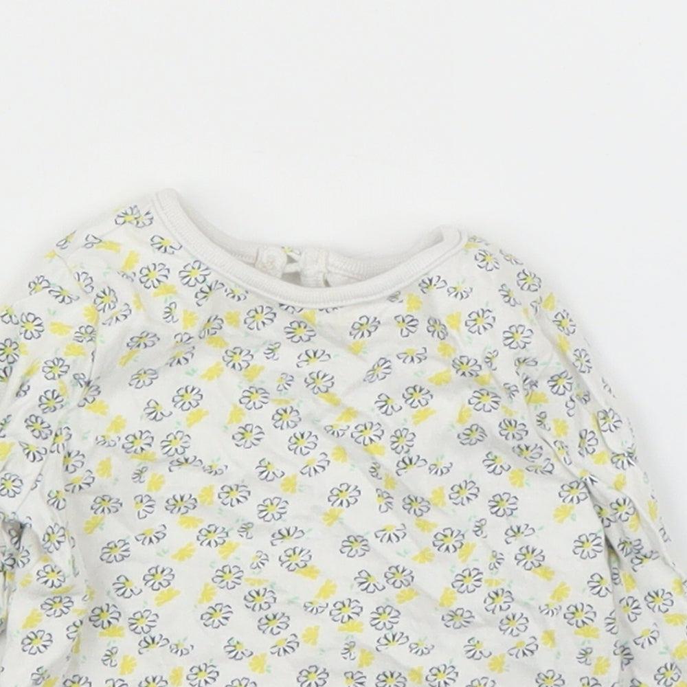 M&Co Girls White Floral  Basic Blouse Size 0-3 Months