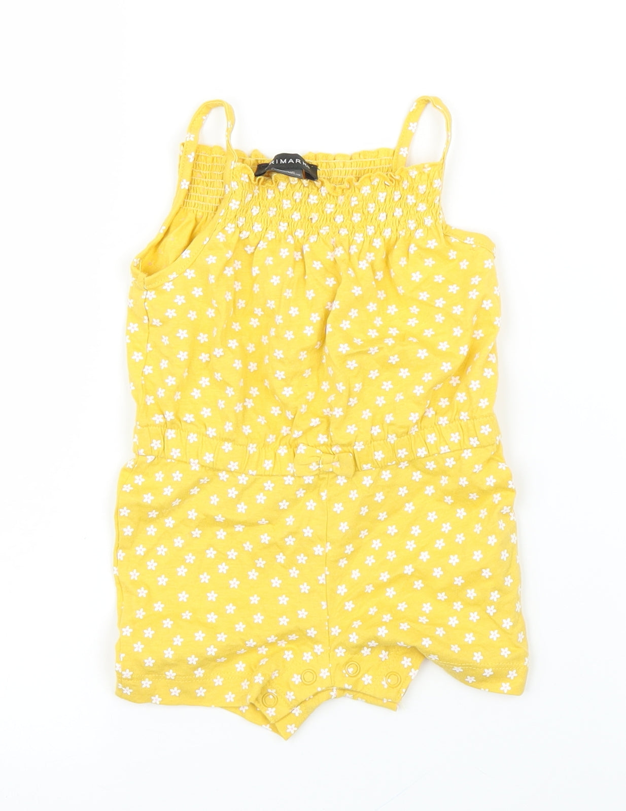 Primark Girls Yellow Floral  Romper One-Piece Size 6-9 Months
