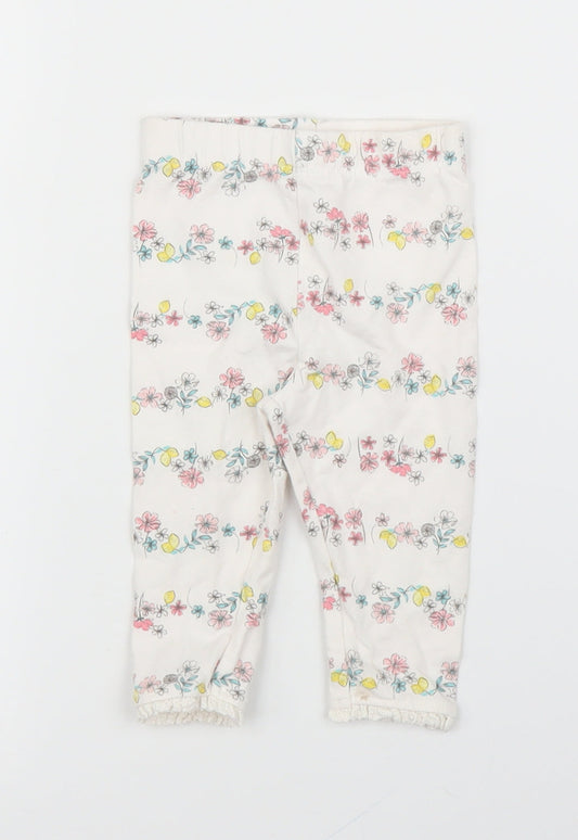 George Girls Beige Floral  Capri Leggings Size 3-6 Months