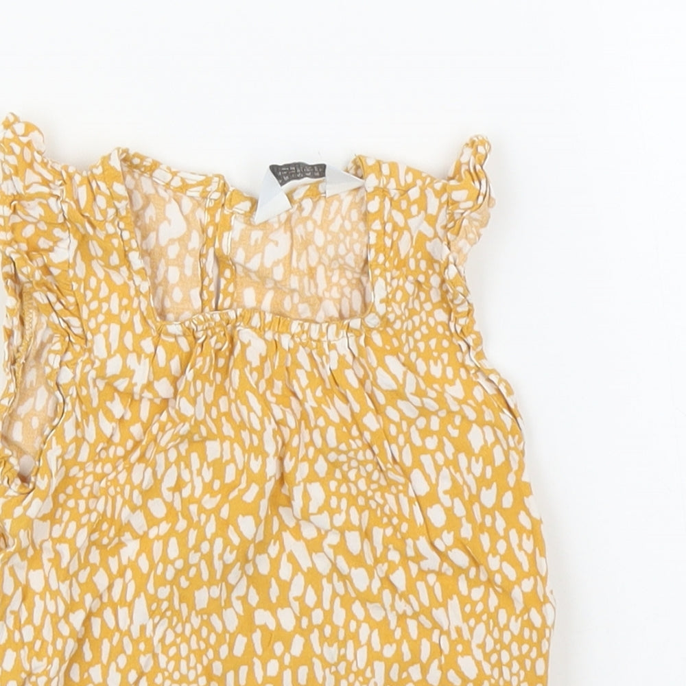 Primark Girls Yellow Animal Print  Basic Blouse Size 3-4 Years