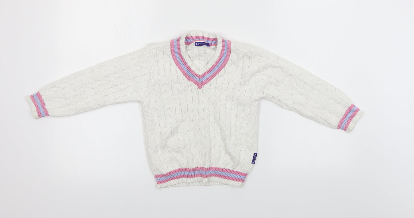 lords Boys White   Pullover Jumper Size 5-6 Years