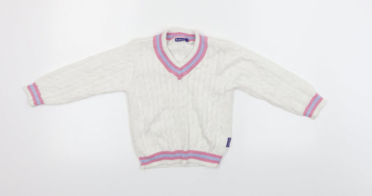 lords Boys White   Pullover Jumper Size 5-6 Years