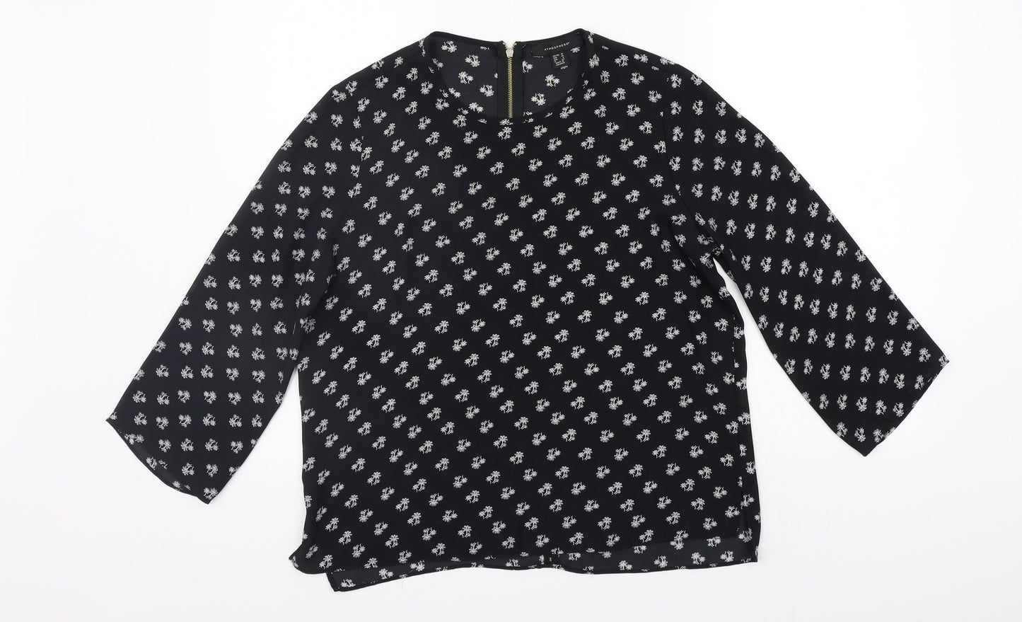 Atmosphere Womens Black Geometric  Basic Blouse Size 10