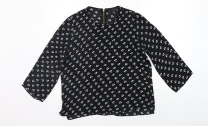 Additional front view of Atmosphere women’s black geometric basic blouse, size UK 10