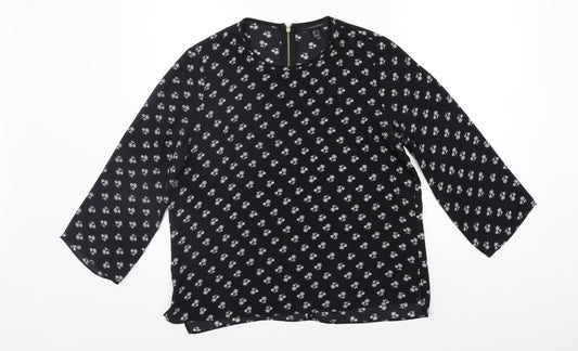 Atmosphere Womens Black Geometric  Basic Blouse Size 10