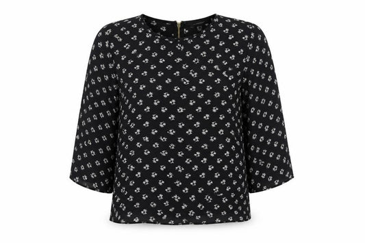 Atmosphere Womens Black Geometric  Basic Blouse Size 10