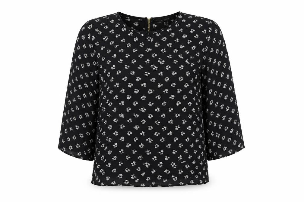 Atmosphere Womens Black Geometric  Basic Blouse Size 10