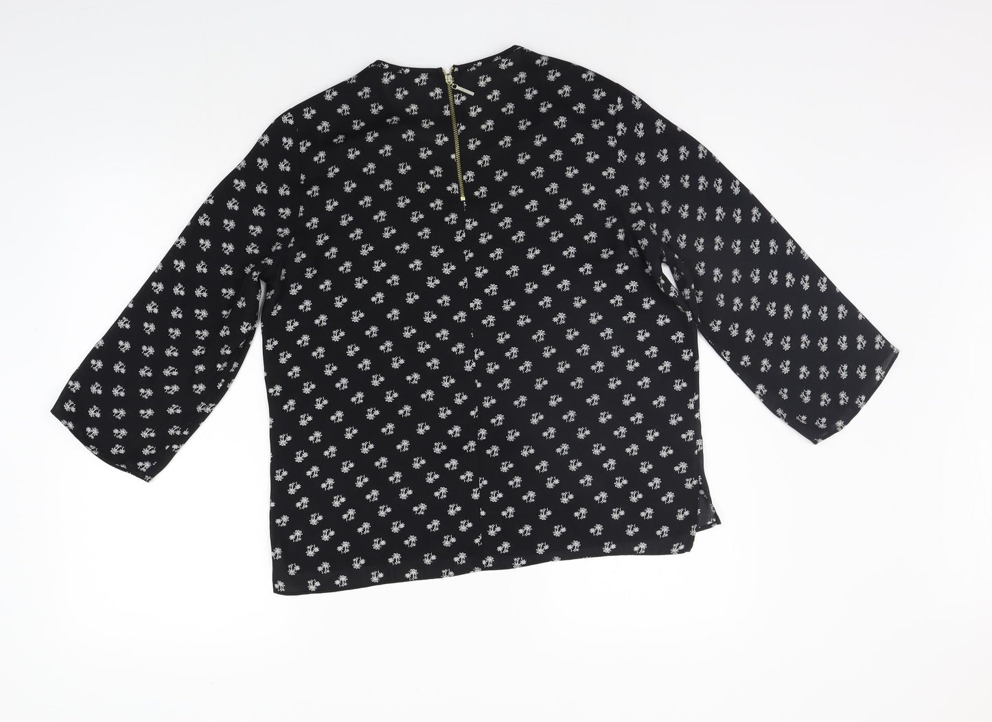 Atmosphere Womens Black Geometric  Basic Blouse Size 10