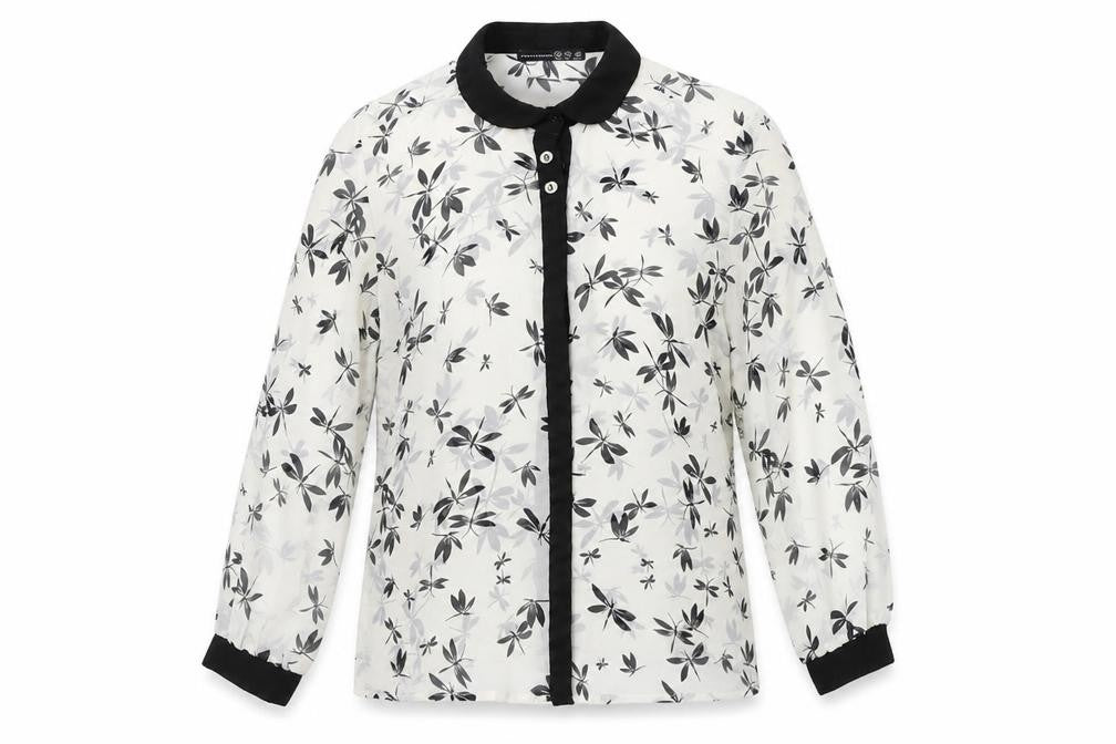 Atmosphere Womens White Floral  Basic Button-Up Size 10