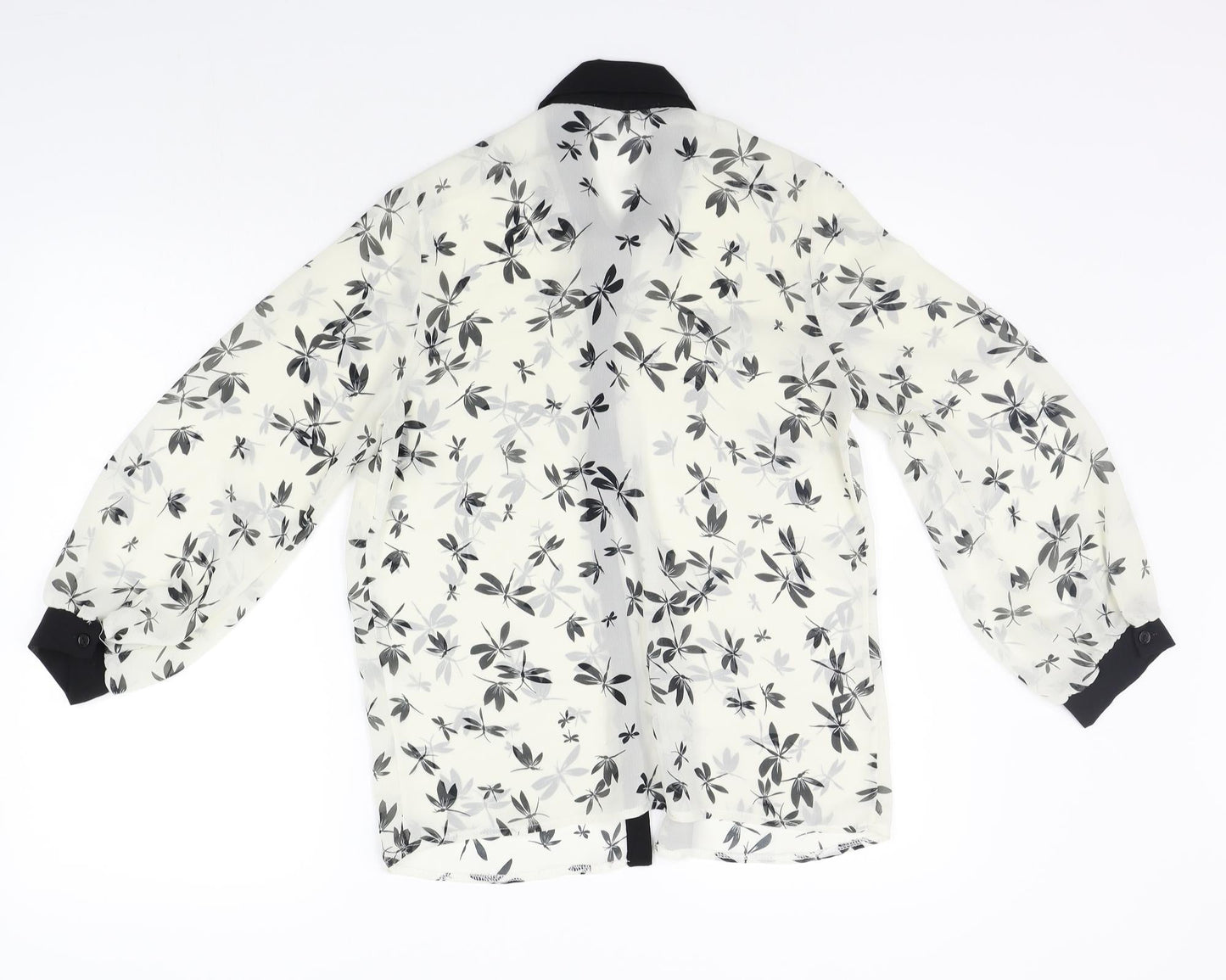 Atmopshere Womens White Floral  Basic Button-Up Size 10