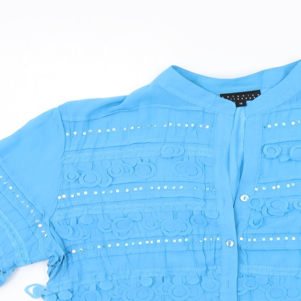 antonino philosophy Womens Blue   Basic Button-Up Size 18  - SEQUIN
