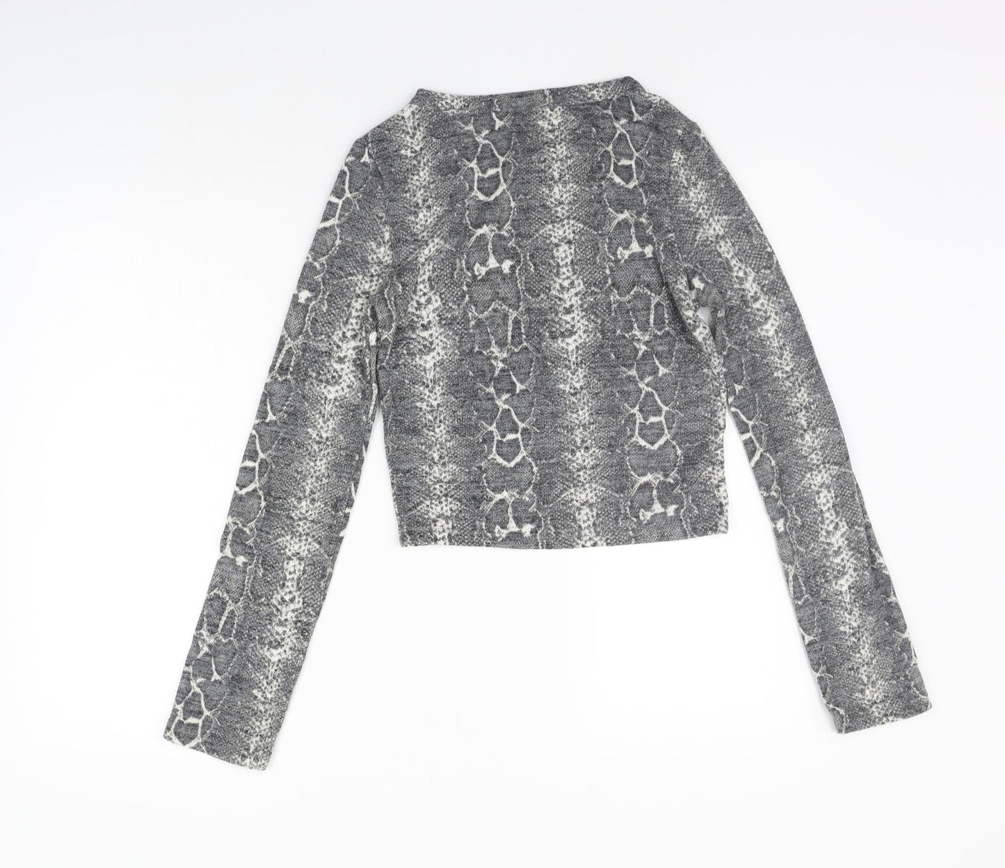 Zara Womens Grey Animal Print  Basic Polo Size S