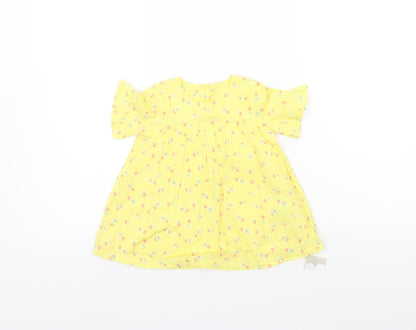 Additional front view of Marks & Spencer boys’ yellow floral a-line, size 3-6, months