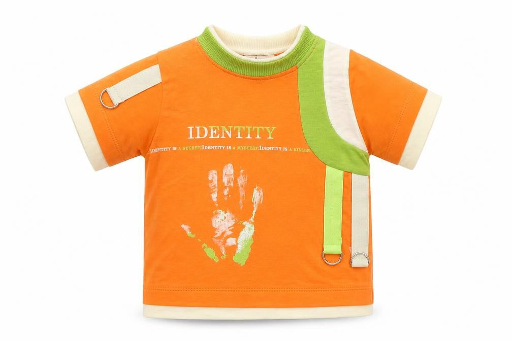 Baby Line Boys Orange Houndstooth  Basic Polo Size 9-12 Months
