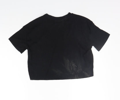 Back view of ASOS women’s black basic t-shirt, size UK 6