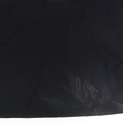 Brand and care label for ASOS women’s black basic t-shirt, size UK 6