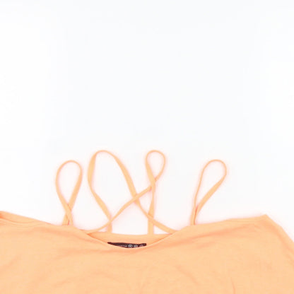 Close-up detail of Atmosphere women’s orange cropped tank, size UK 12