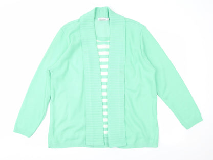 Impressions Womens Green Striped  Pullover Jumper Size L