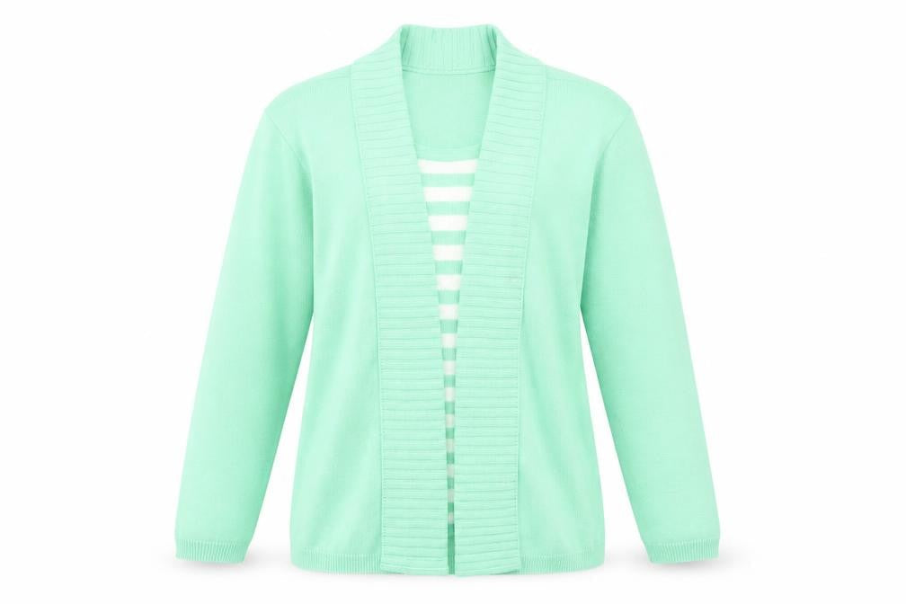 Impressions Womens Green Striped  Pullover Jumper Size L