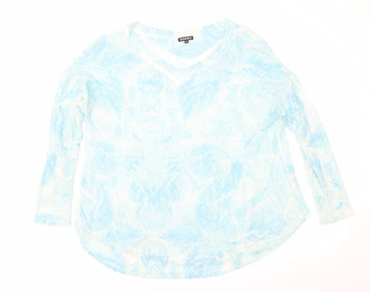 Casamia Womens Blue Floral Pullover Jumper Size M