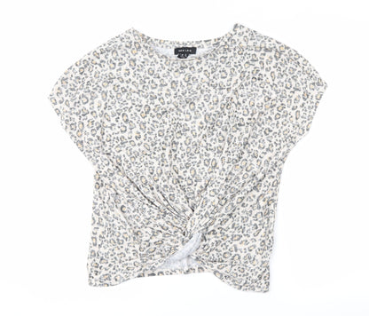 Preloved New Look Womens Beige Animal Print  Basic Blouse Size M - Front