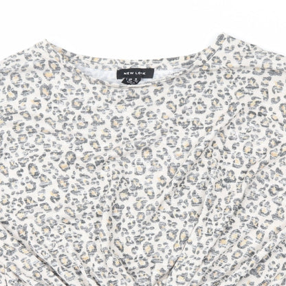 Preloved New Look Womens Beige Animal Print  Basic Blouse Size M - Detail