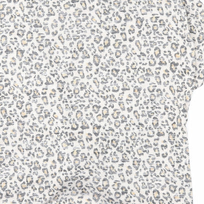 Preloved New Look Womens Beige Animal Print  Basic Blouse Size M - Label