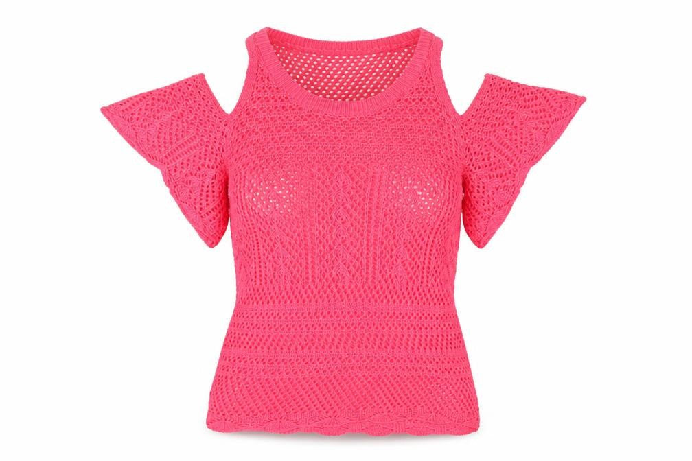 Papaya Womens Pink  Crochet Pullover Jumper Size 10