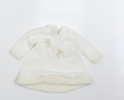Additional front view of COCO girls’ white a-line, size 3-6, months