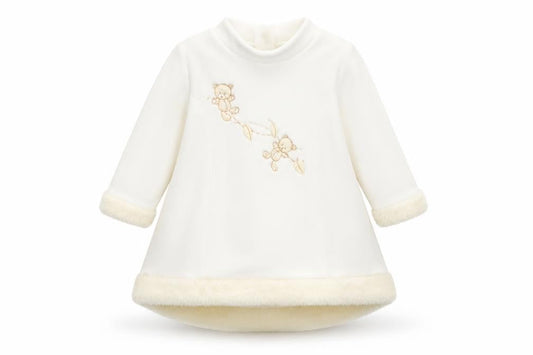 Front view of COCO girls’ white a-line, size 3-6, months