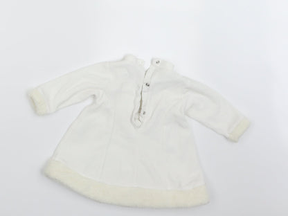 Back view of COCO girls’ white a-line, size 3-6, months