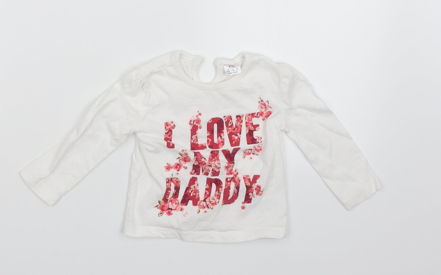 F&F Girls White   Basic T-Shirt Size 6-9 Months